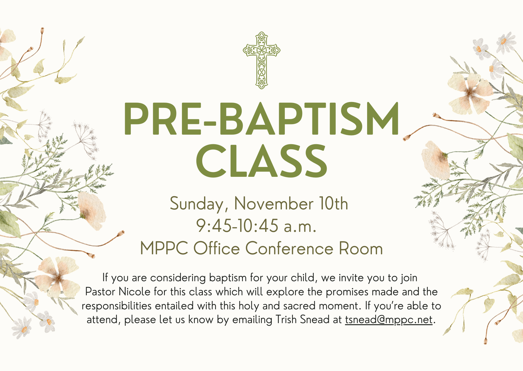 Pre-Baptism Class - Mount Pleasant Presbyterian Church